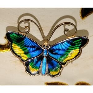 Rare - WILLY WINNAESS for DAVID-ANDERSEN Norway Enamel 925S Silver Brooch
